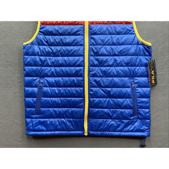 FILA 1911 Men Tri Vest Trek Pockets Multicolor Yellow Orange Blue Hip Hop Medium - Picture 10 of 16